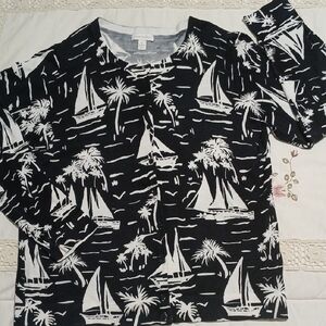 Charter Club Black and White Sailboat Sweater